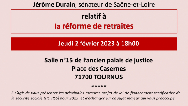 Atelier Législatif Citoyen sur la réforme des retraites - jeudi 2 février 2023,18 heures à Tournus