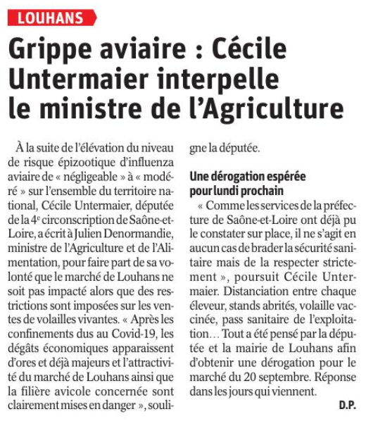 L'article paru dans le Journal de Saône-et-Loire du jeudi 16 septembre :