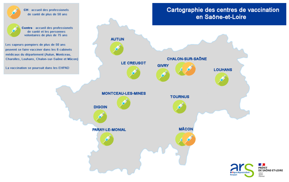 Ouverture de 10 centres de vaccination en Saône-et-Loire